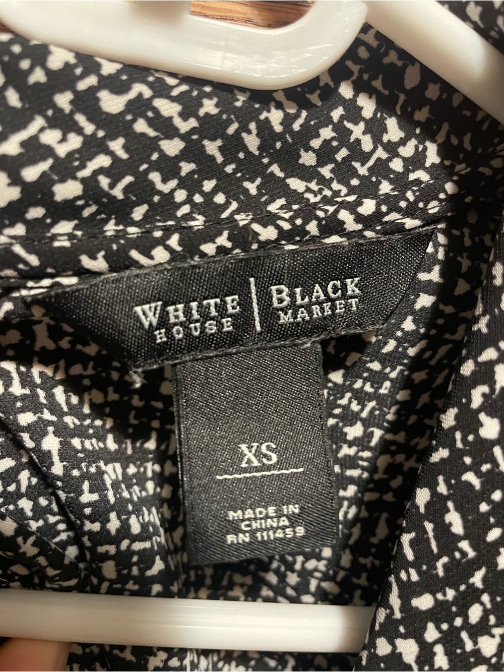 White House Black Market Black and White Printed Blouse
